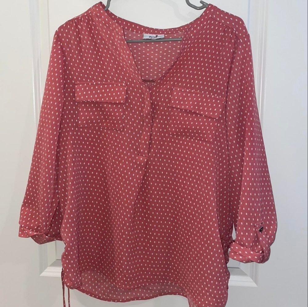 Pink and white polka dot blue XL